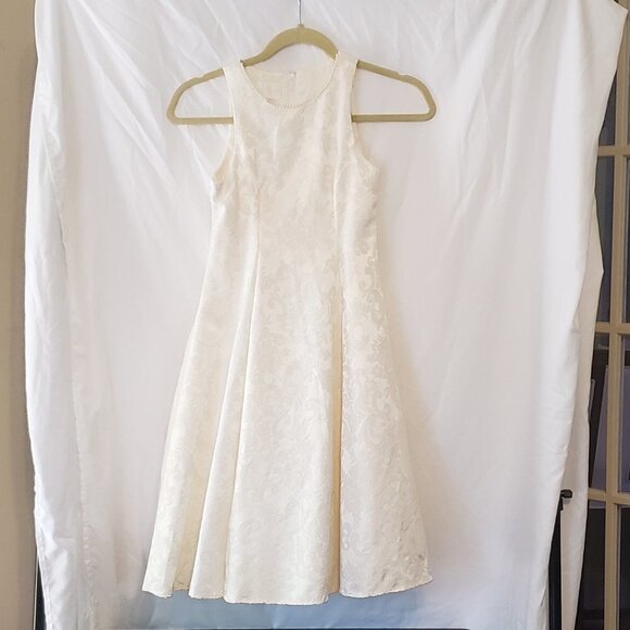 EUC VINTAGE Girls JESSICA McCLINTOCK Dress in Ivory w/Pearl Neckline - 7 - Picture 1 of 5
